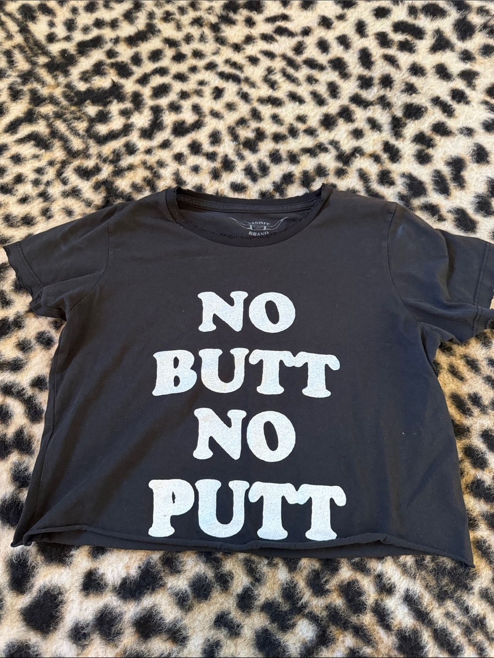 Black Graphic Crop Top - 'No Butt No Putt'